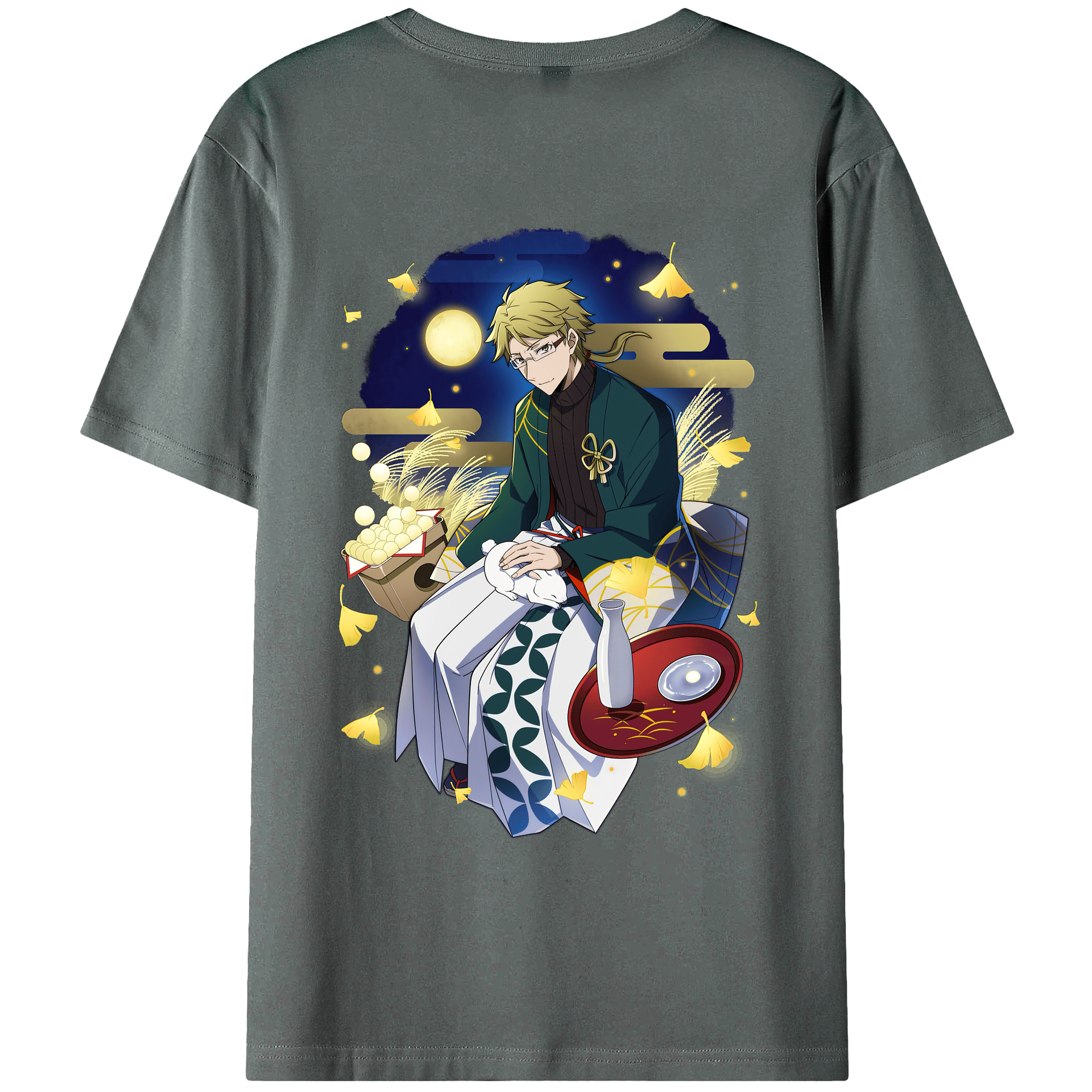 （画像用） 文豪ストレイドッグス Bungo Stray Dogs 綿100％ メンズ半袖Tシャツ（バックプリント） 通気性
